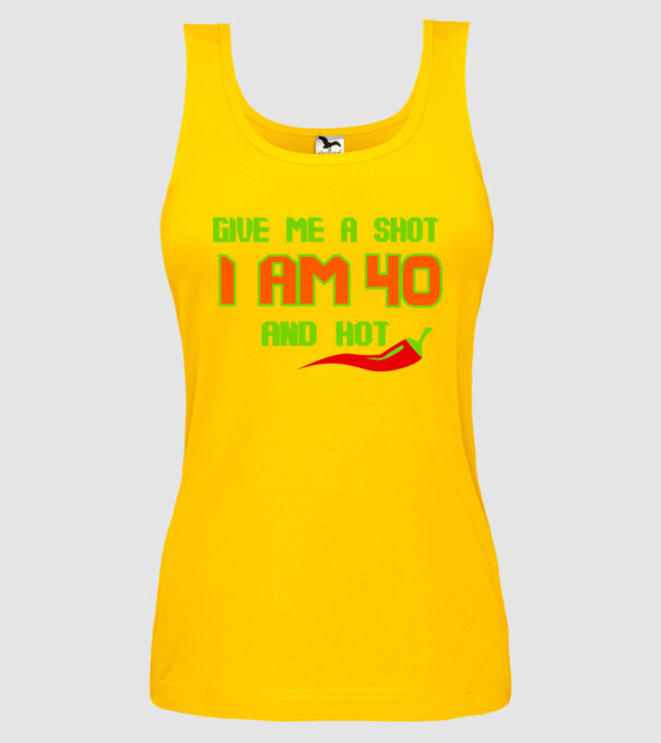 Give me a shot - 40 model galben pe tricou