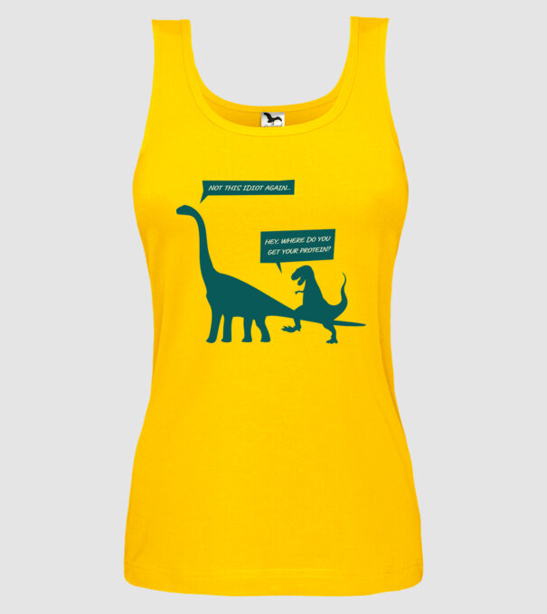 idiot dinosaur vegan model galben pe tricou