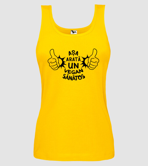 Așa arată un VEGAN sănătos model galben pe tricou
