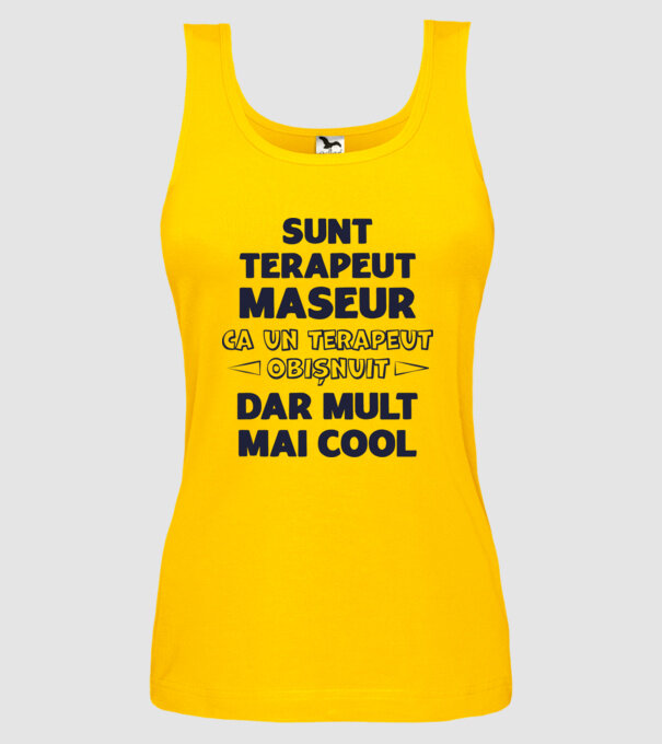 sunt terapeut maseur, ca un terapeut obișnuit, dar mult mai cool model galben pe tricou