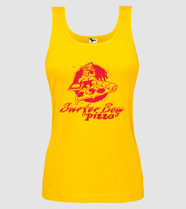 surfer boy pizza stranger things model galben pe tricou