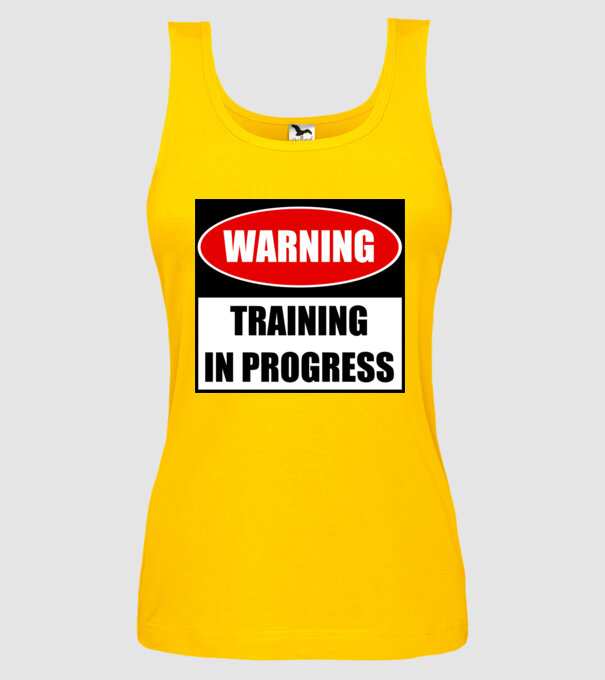 Warning Training In Progress model galben pe tricou
