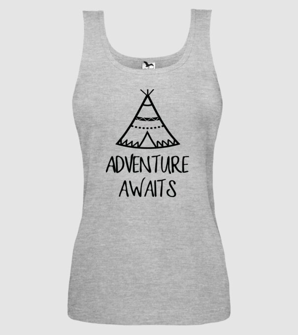 Advanture awaits model gri pe tricou