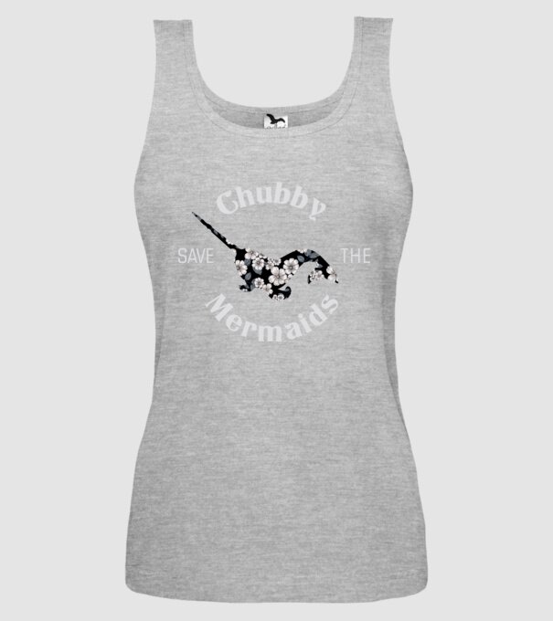 Chubby mermaid model gri pe tricou
