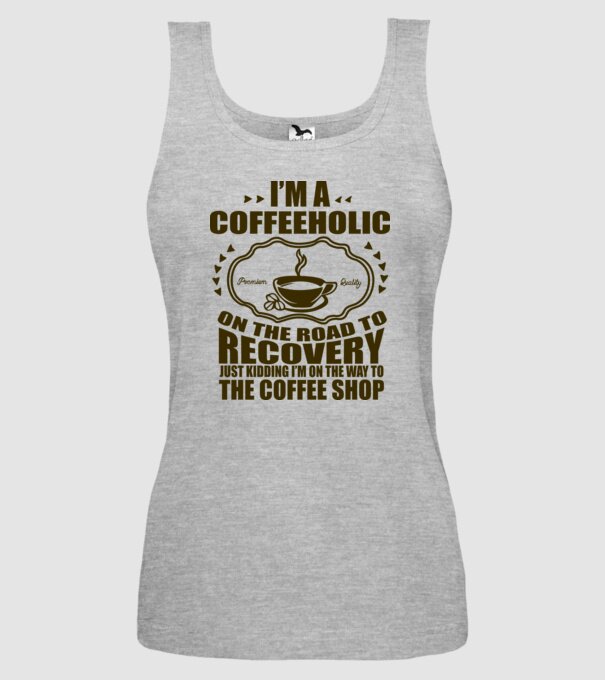 Coffeholic model gri pe tricou