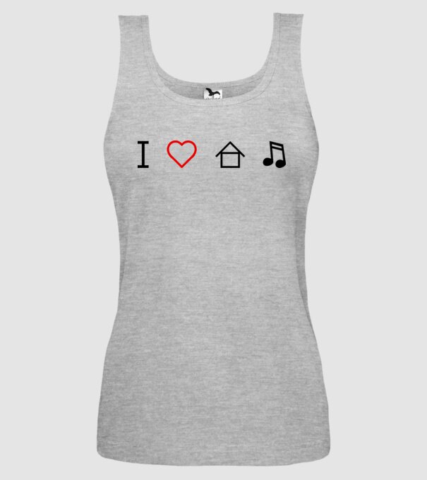 I love house music model gri pe tricou