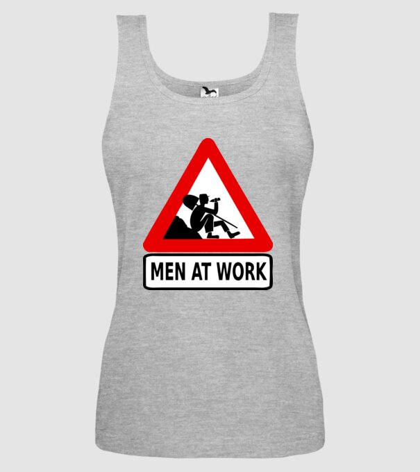 men at work model gri pe tricou