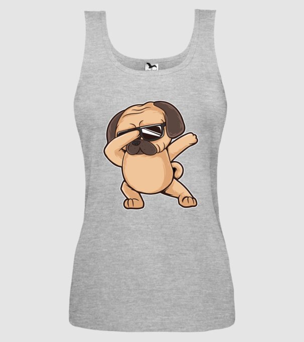 Mops DAB model gri pe tricou