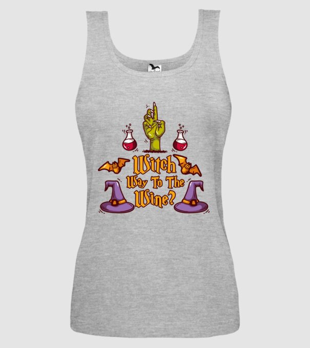 Witch way to the wine model gri pe tricou