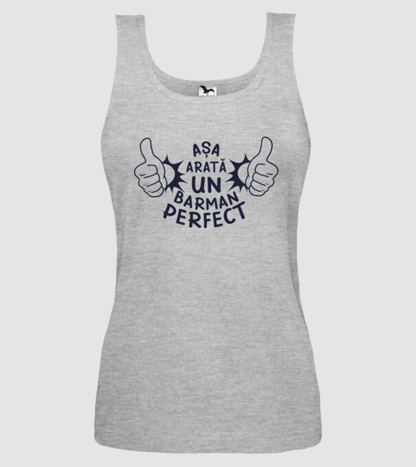 Așa arată un BARMAN perfect model gri pe tricou