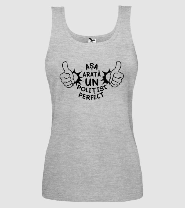 Așa arată un POLIȚIST perfect model gri pe tricou