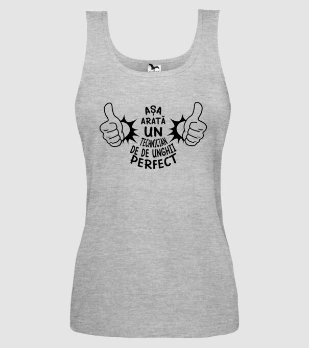 Așa arată un TEHNICIAN DE UNGHII perfect model gri pe tricou
