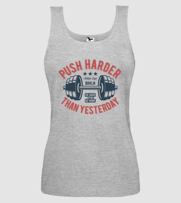 push harder model gri pe tricou