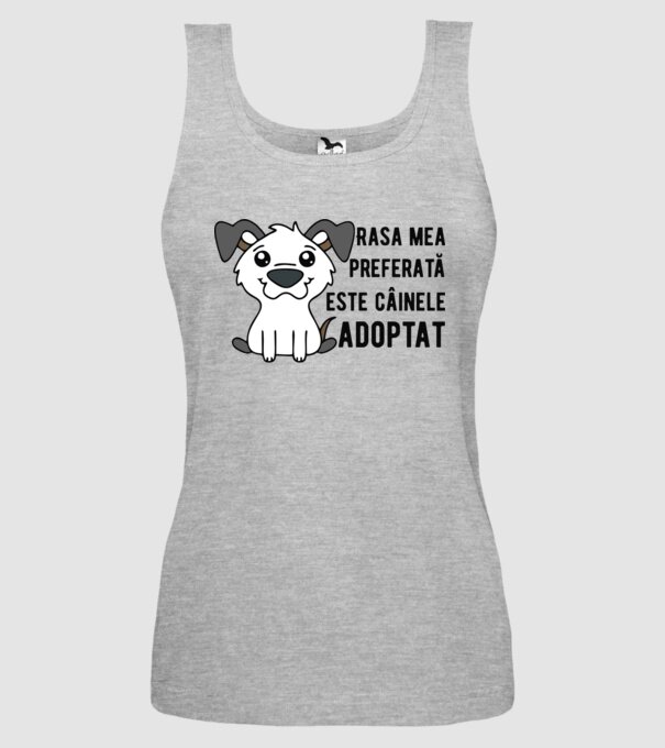 Rasa mea preferată este câinele adoptat model gri pe tricou