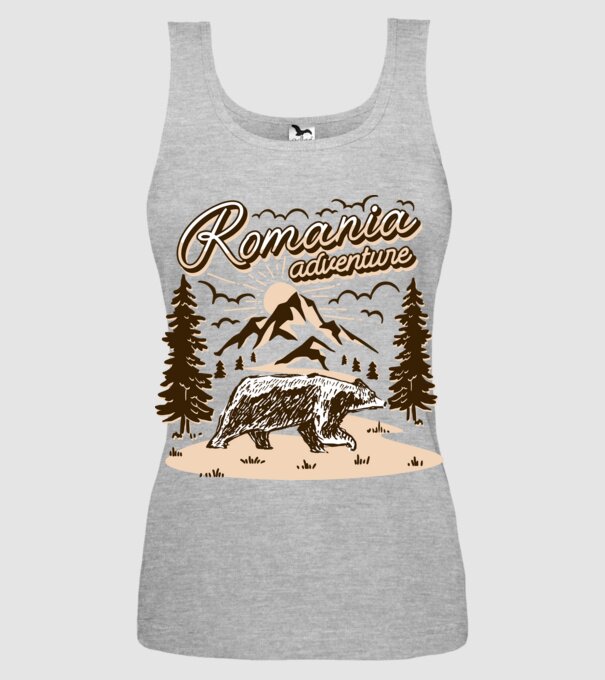 Romania bear adventure model gri pe tricou