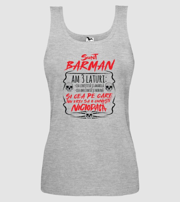 sunt barman am 3 laturi model gri pe tricou