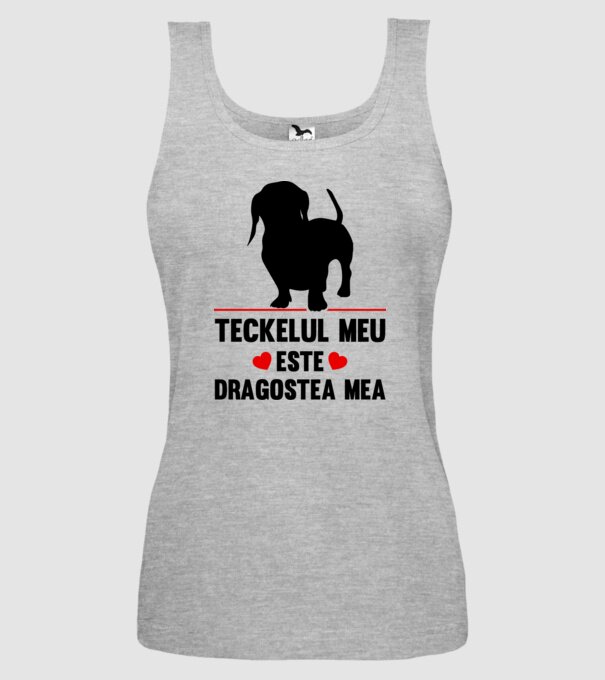 teckelul meu este dragostea mea model gri pe tricou