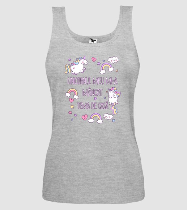 Unicornul meu mi-a mâncat tema de casă model gri pe tricou