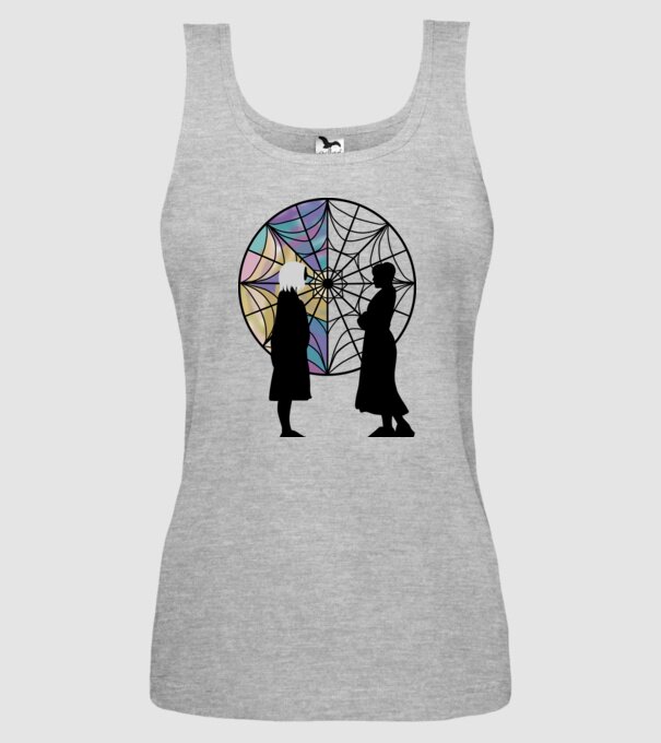 Wednesday and Enid model gri pe tricou