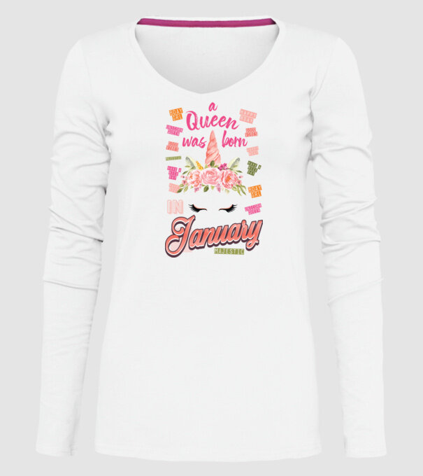 A queen was born in JANUÁR model alb pe tricou