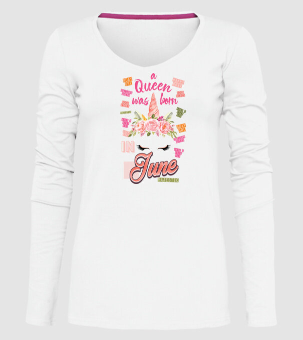 A queen was born in JÚNIUS model alb pe tricou