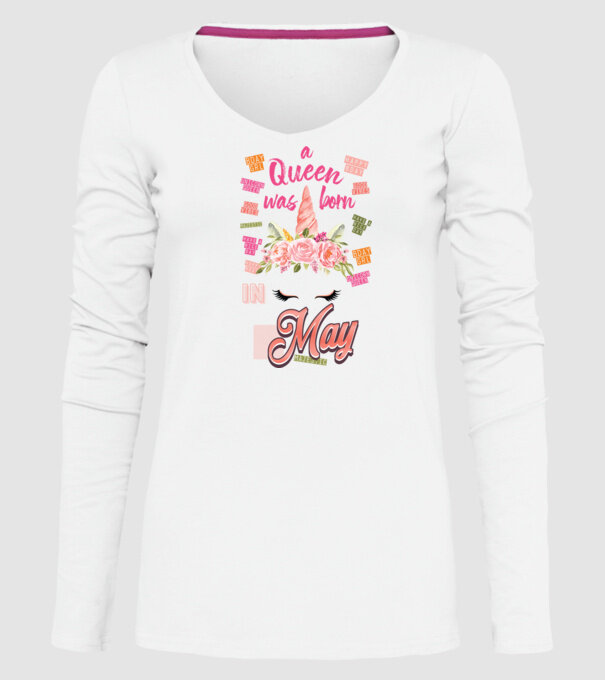 A queen was born in MÁJUS model alb pe tricou