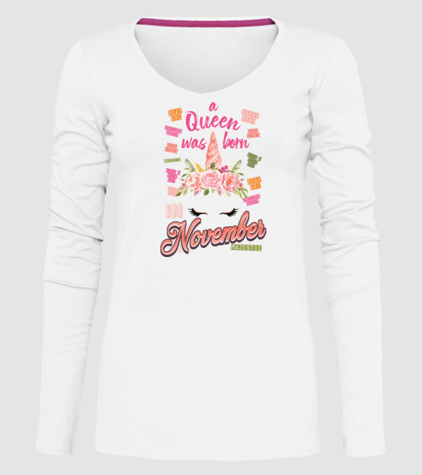 A queen was born in NOVEMBER model alb pe tricou