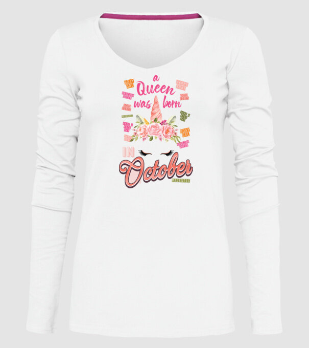 A queen was born in OKTÓBER model alb pe tricou