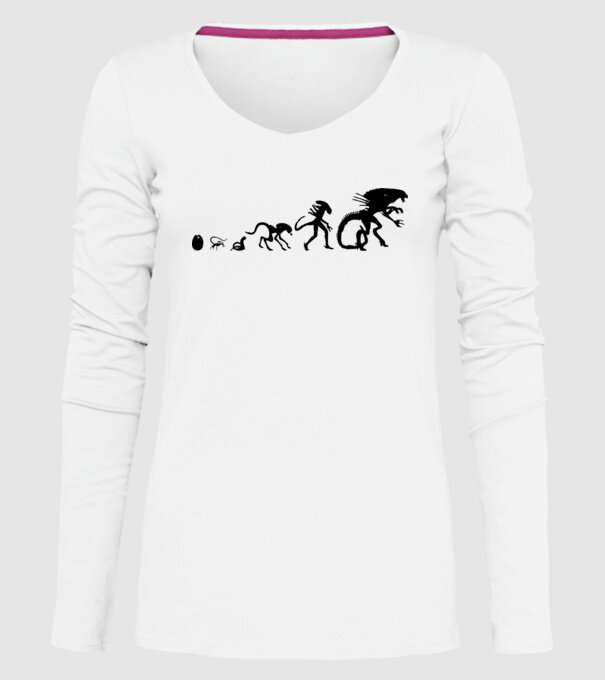 Evoluție Alien model alb pe tricou