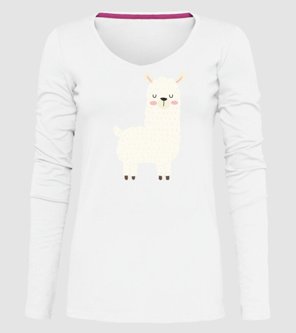 Alpaca model alb pe tricou
