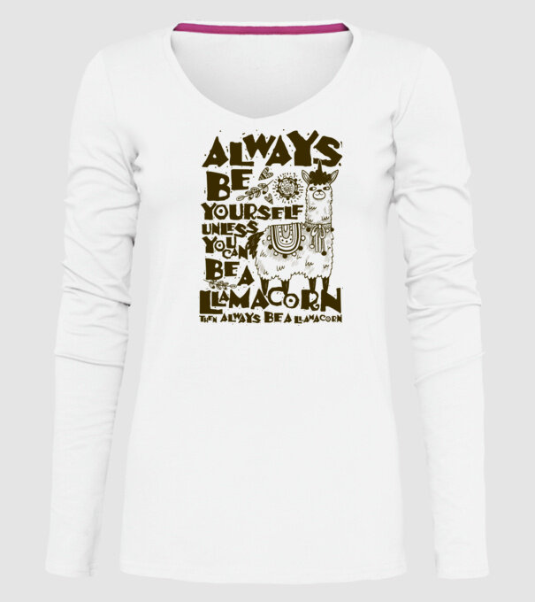 Always be a llamacorn model alb pe tricou