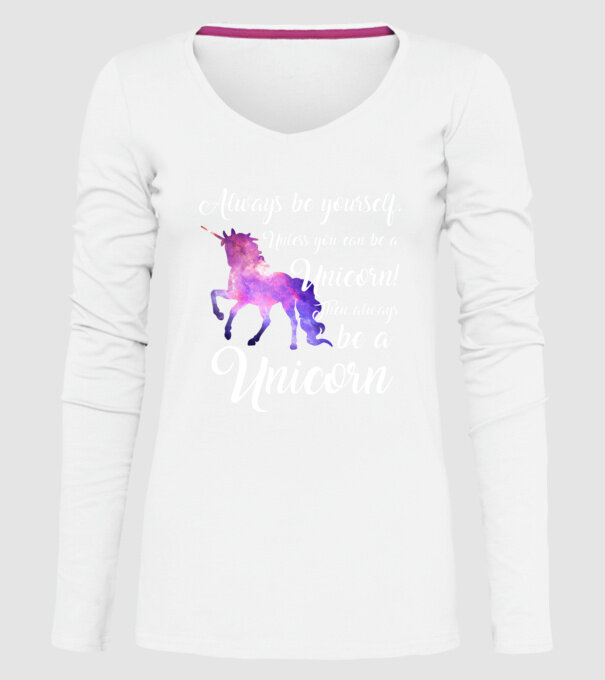 Always be UNICORN model alb pe tricou