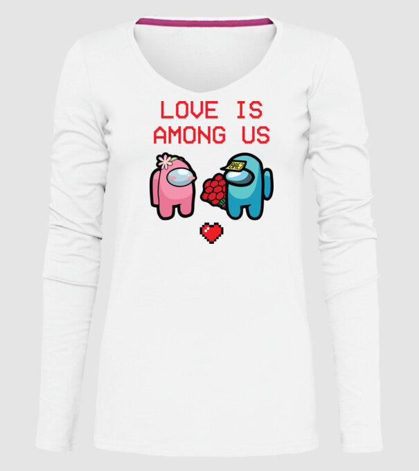 Among us love model alb pe tricou
