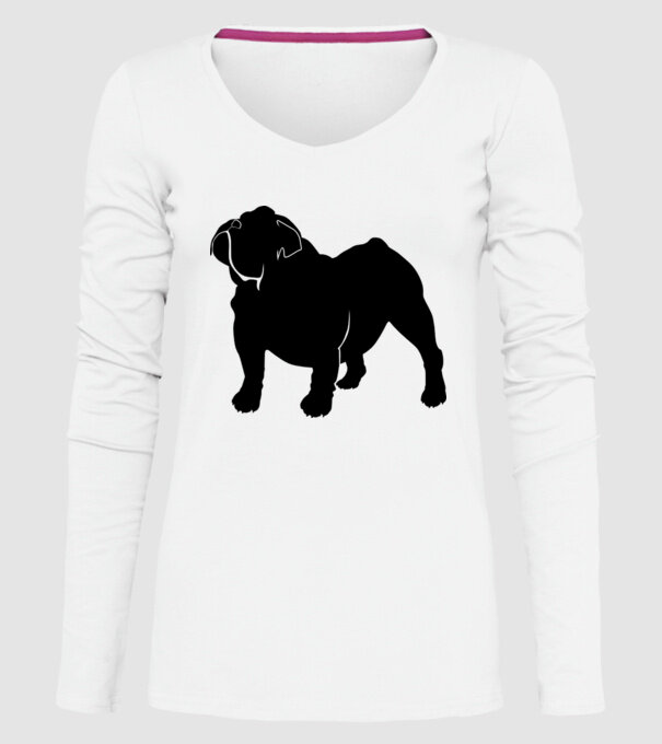 Bulldog englezesc model alb pe tricou