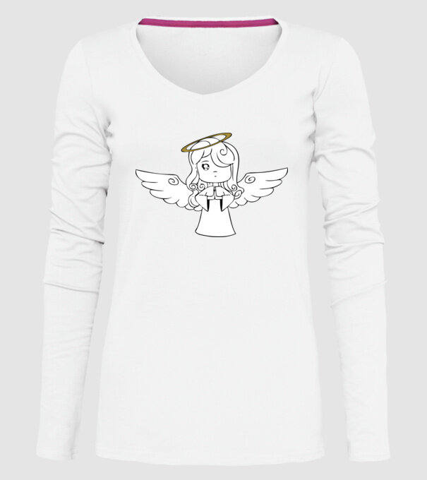 Îngeraș model alb pe tricou