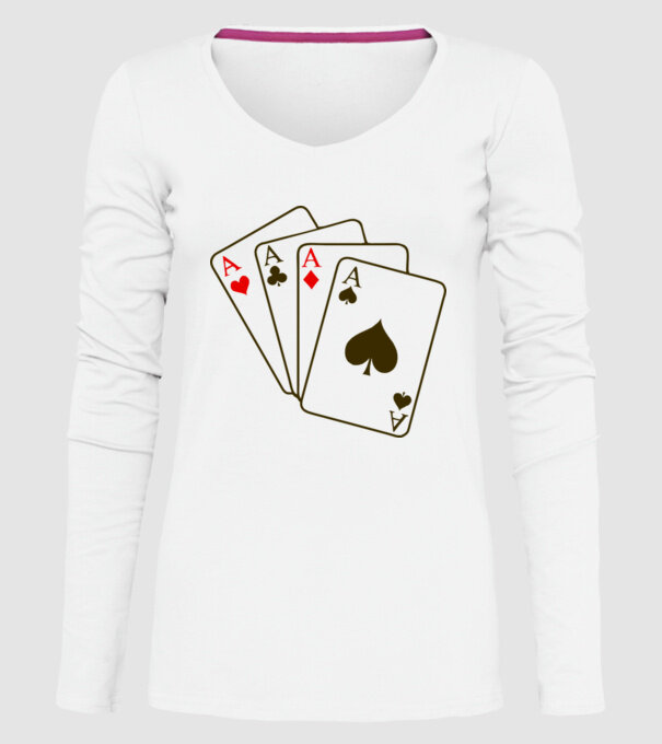 Ași model alb pe tricou