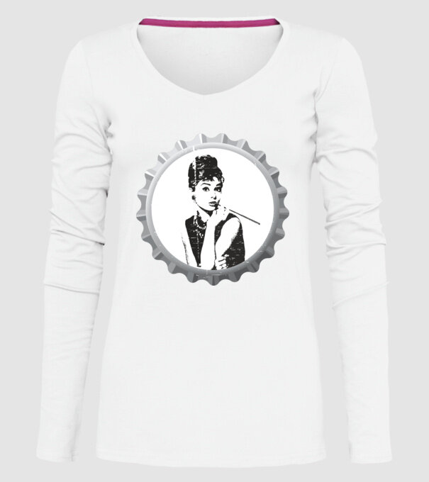 Audrey model alb pe tricou