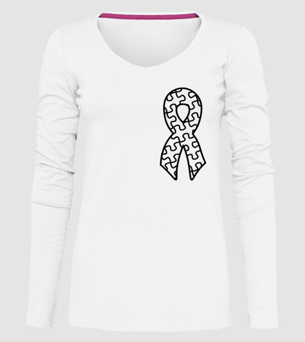 Panglică Ziua Mondială a Autismului model alb pe tricou