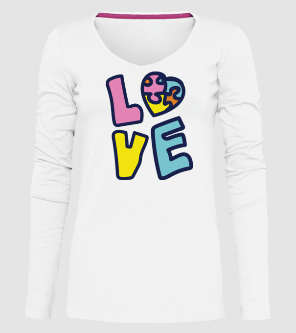 Ziua Mondială a Autismului LOVE model alb pe tricou