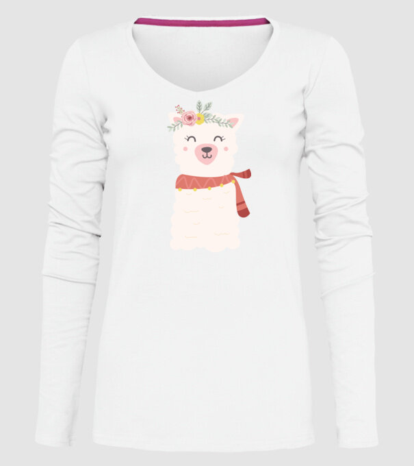 Baby lama model alb pe tricou