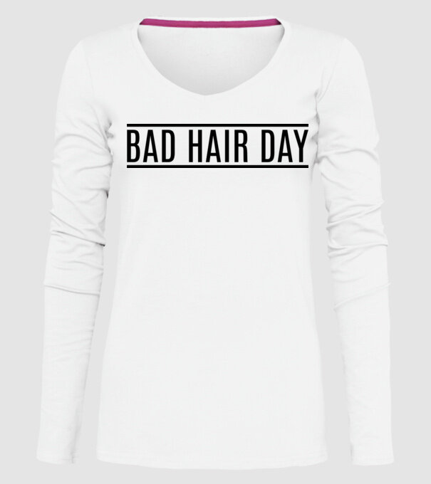 Bad hair day model alb pe tricou
