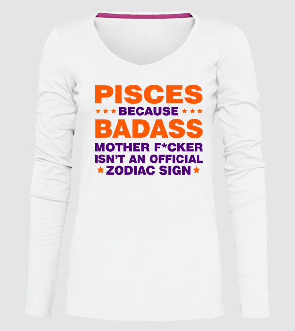 Badass zodiac PISCES model alb pe tricou