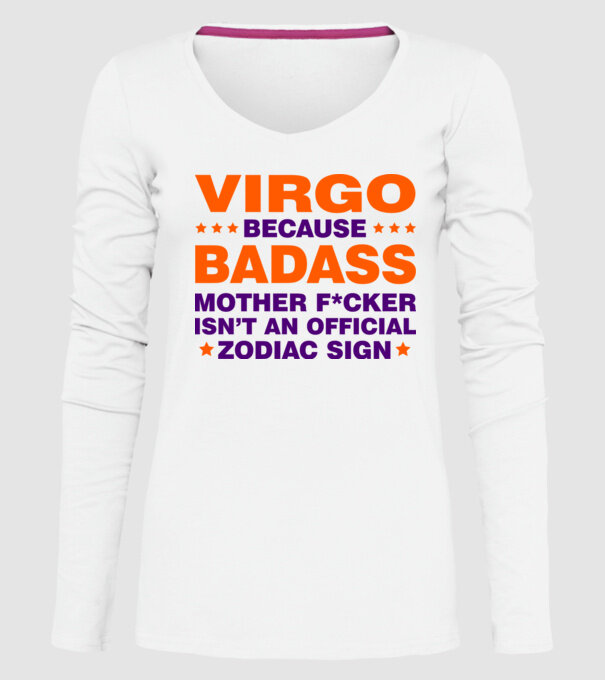Badass zodiac VIRGO model alb pe tricou