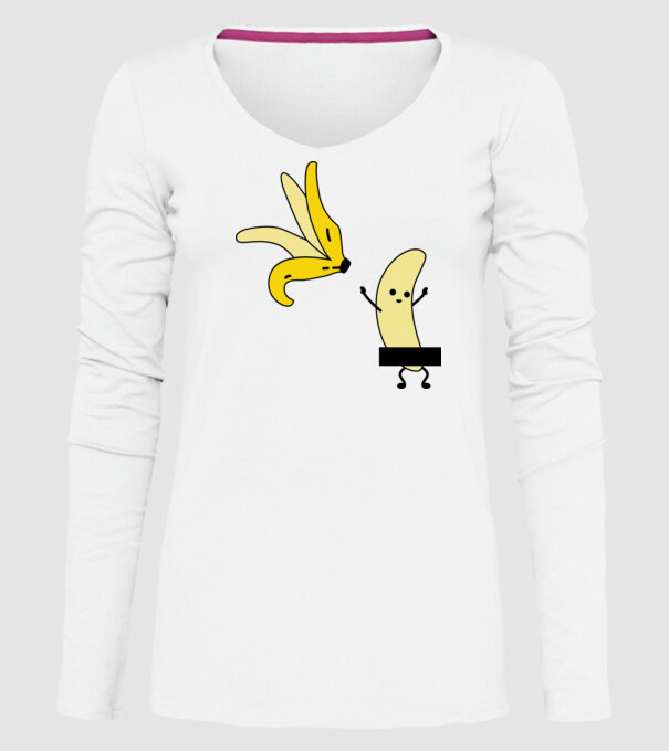 Cuplu Banană băiat model alb pe tricou