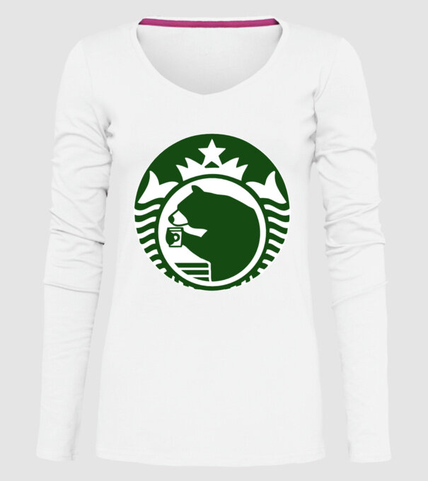 Bear Bucks model alb pe tricou