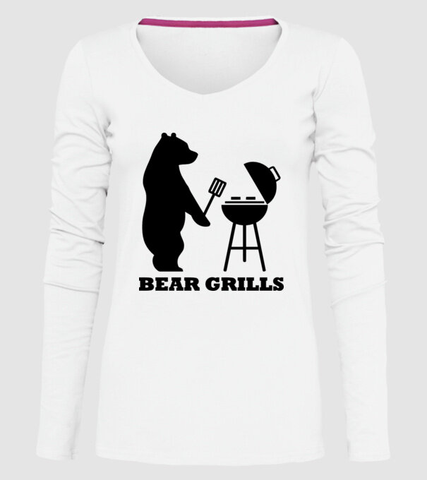 Bear Grills model alb pe tricou