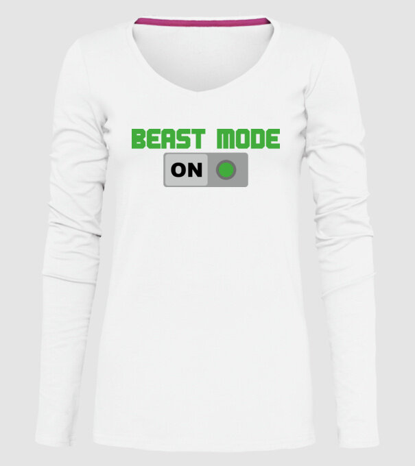 Beastmode model alb pe tricou