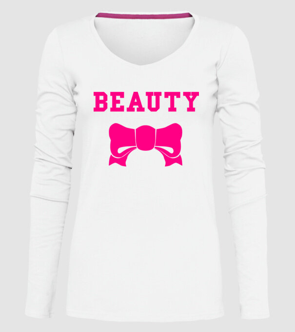 beauty model alb pe tricou