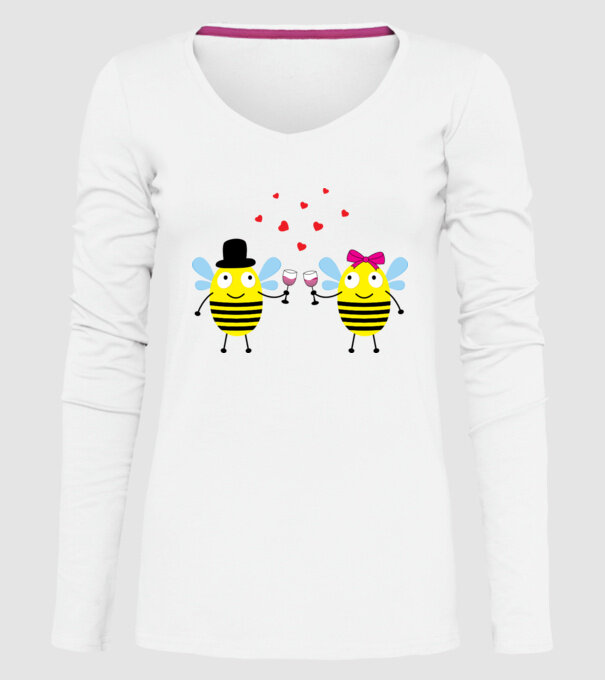 Bee Love model alb pe tricou