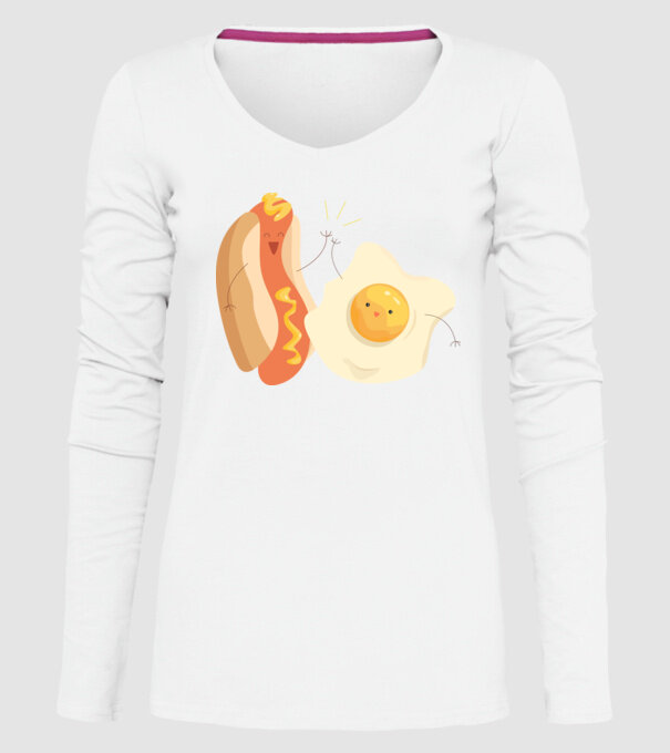 best friends hot dog egg model alb pe tricou